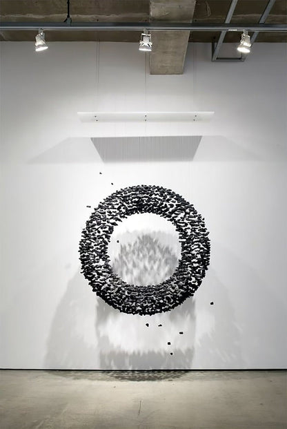 Modern Charcoal O-Shaped Iron Chandelier