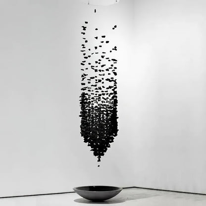 Modern Charcoal O-Shaped Iron Chandelier
