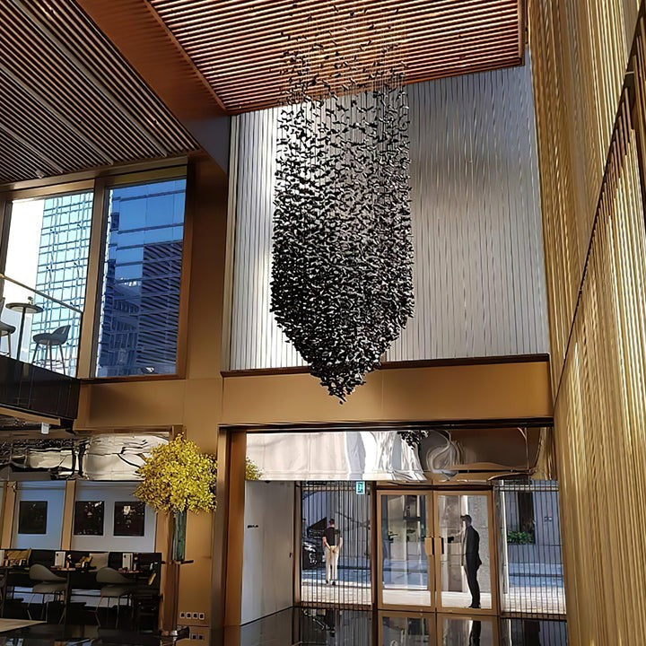 Modern Charcoal O-Shaped Iron Chandelier