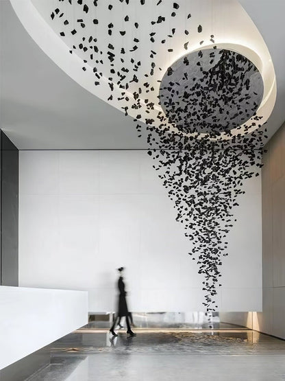 Modern Charcoal O-Shaped Iron Chandelier