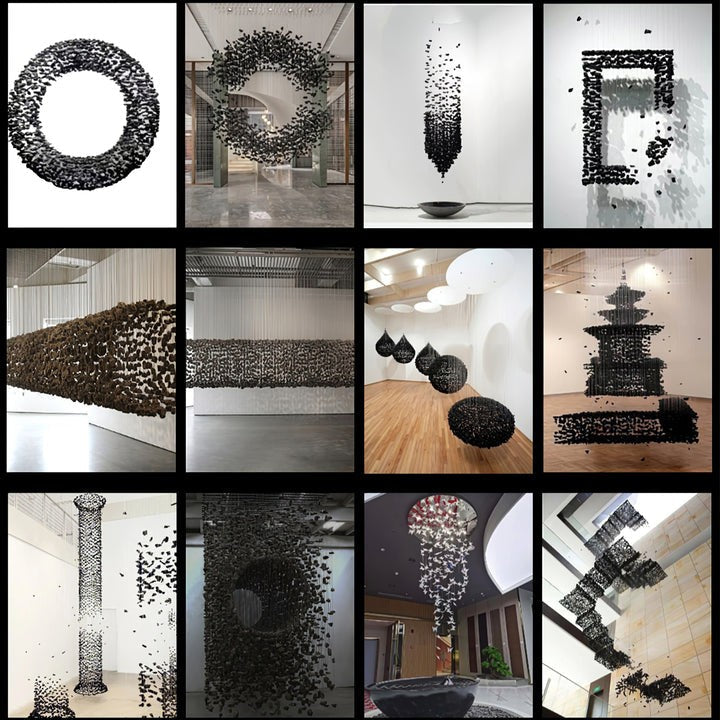 Modern Charcoal O-Shaped Iron Chandelier