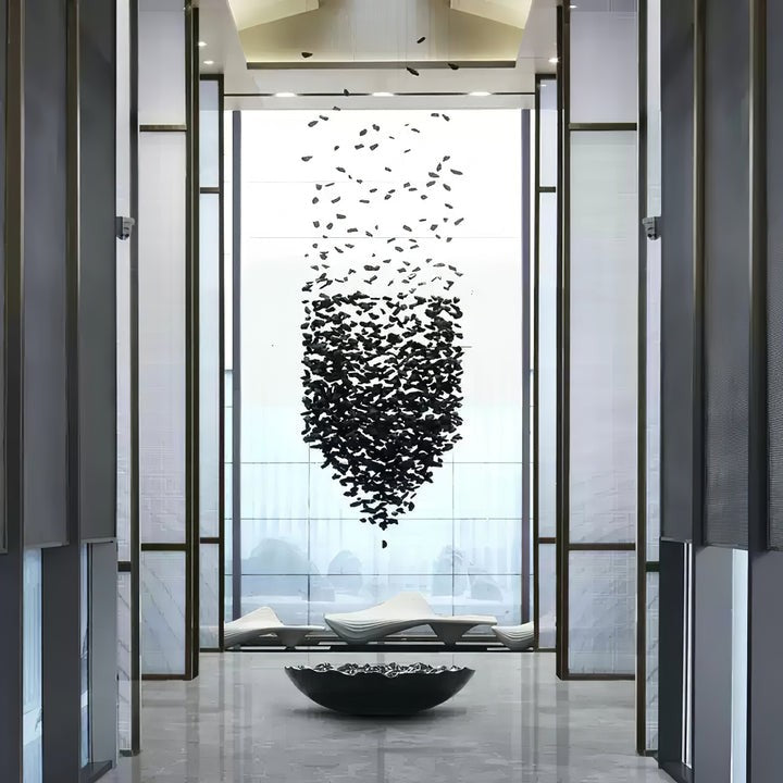 Modern Charcoal O-Shaped Iron Chandelier