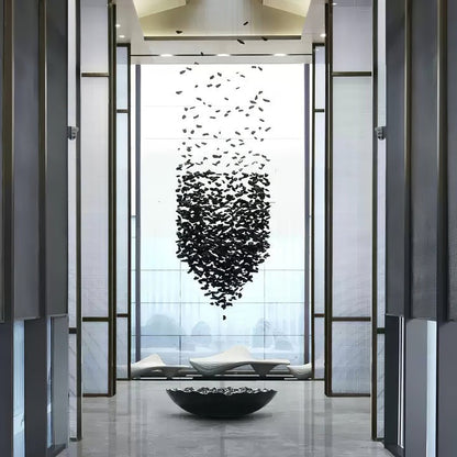 Modern Charcoal O-Shaped Iron Chandelier