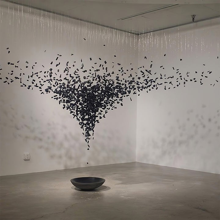 Modern Charcoal O-Shaped Iron Chandelier