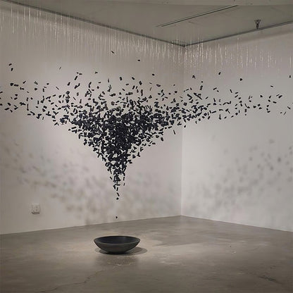 Modern Charcoal O-Shaped Iron Chandelier