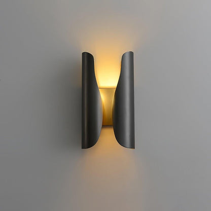 Modern Coiled Brass Wall Sconce with Gold Interior