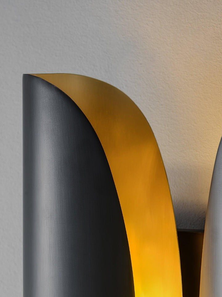 Modern Coiled Brass Wall Sconce with Gold Interior