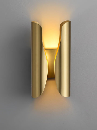 Modern Coiled Brass Wall Sconce with Gold Interior