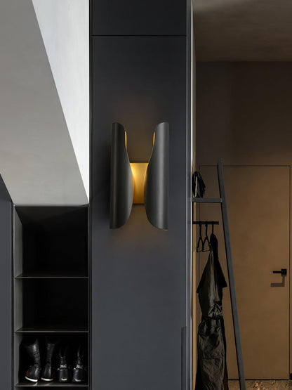 Modern Coiled Brass Wall Sconce with Gold Interior
