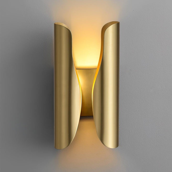 Modern Coiled Brass Wall Sconce with Gold Interior