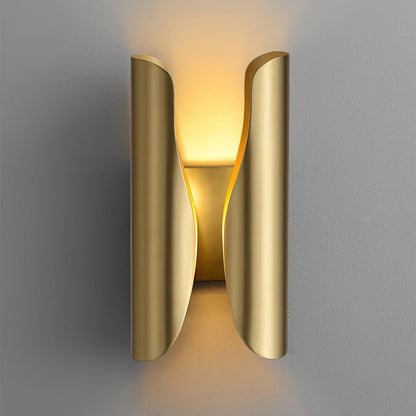 Modern Coiled Brass Wall Sconce with Gold Interior