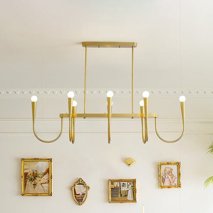 Modern Curved-Arm 8-Light Metal Ceiling Chandelier