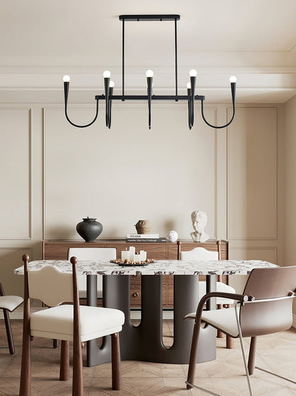 Modern Curved-Arm 8-Light Metal Ceiling Chandelier
