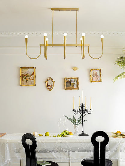 Modern Curved-Arm 8-Light Metal Ceiling Chandelier
