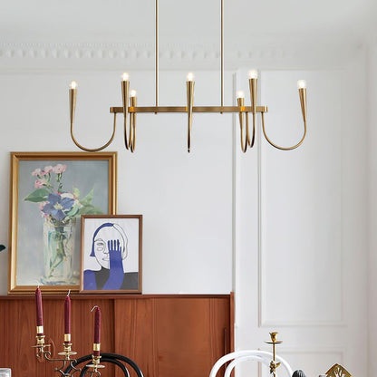 Modern Curved-Arm 8-Light Metal Ceiling Chandelier