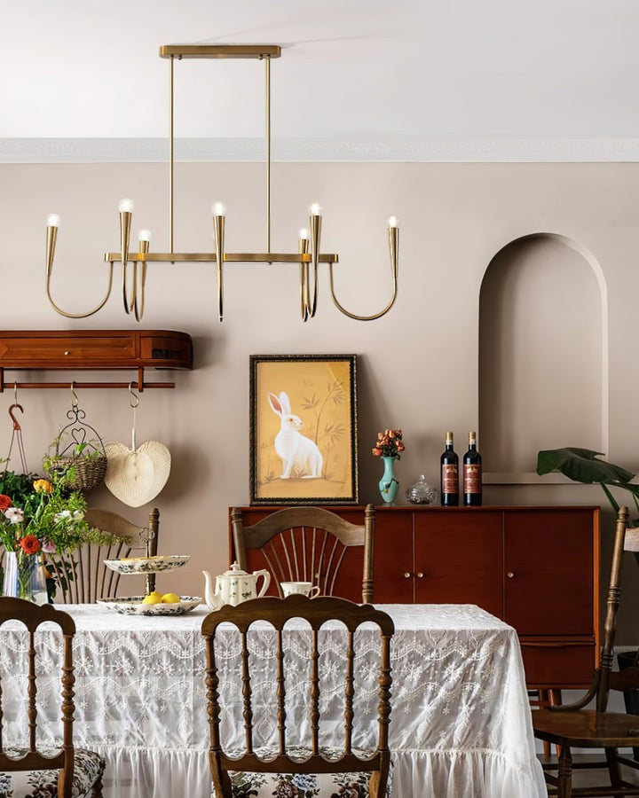 Modern Curved-Arm 8-Light Metal Ceiling Chandelier
