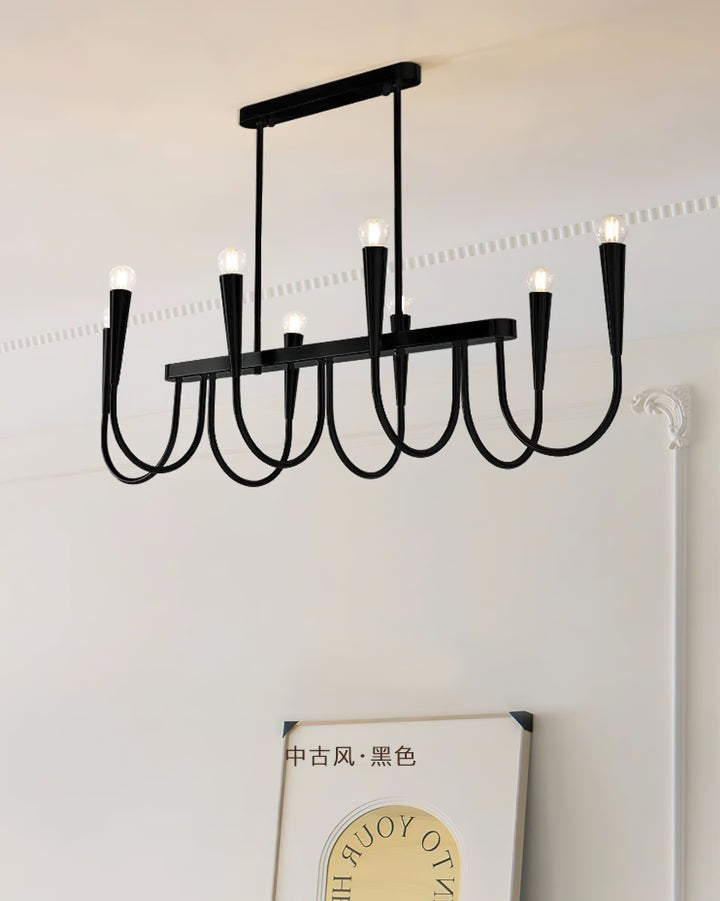 Modern Curved-Arm 8-Light Metal Ceiling Chandelier