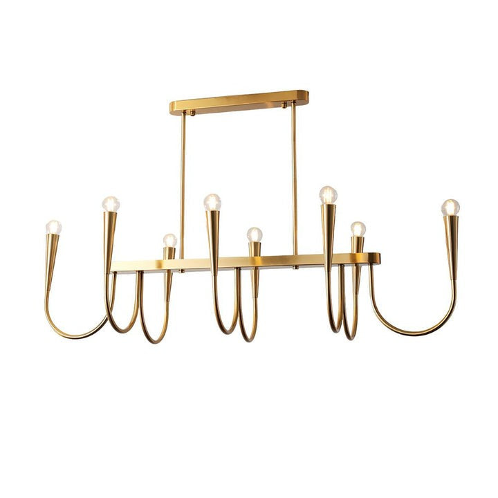 Modern Curved-Arm 8-Light Metal Ceiling Chandelier
