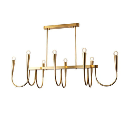 Modern Curved-Arm 8-Light Metal Ceiling Chandelier