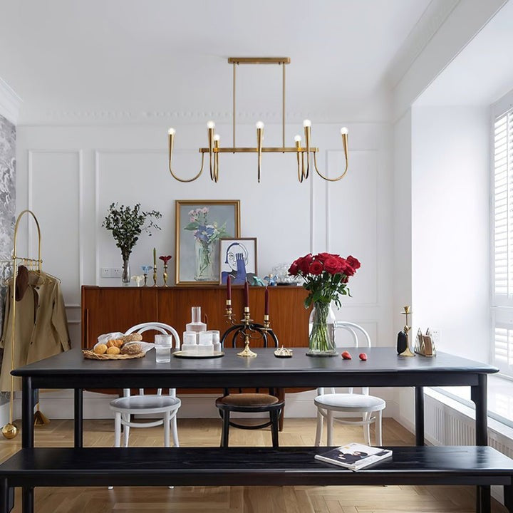 Modern Curved-Arm 8-Light Metal Ceiling Chandelier