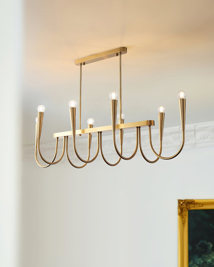 Modern Curved-Arm 8-Light Metal Ceiling Chandelier