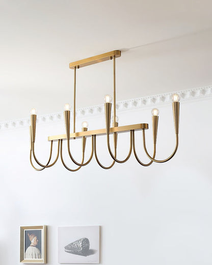 Modern Curved-Arm 8-Light Metal Ceiling Chandelier