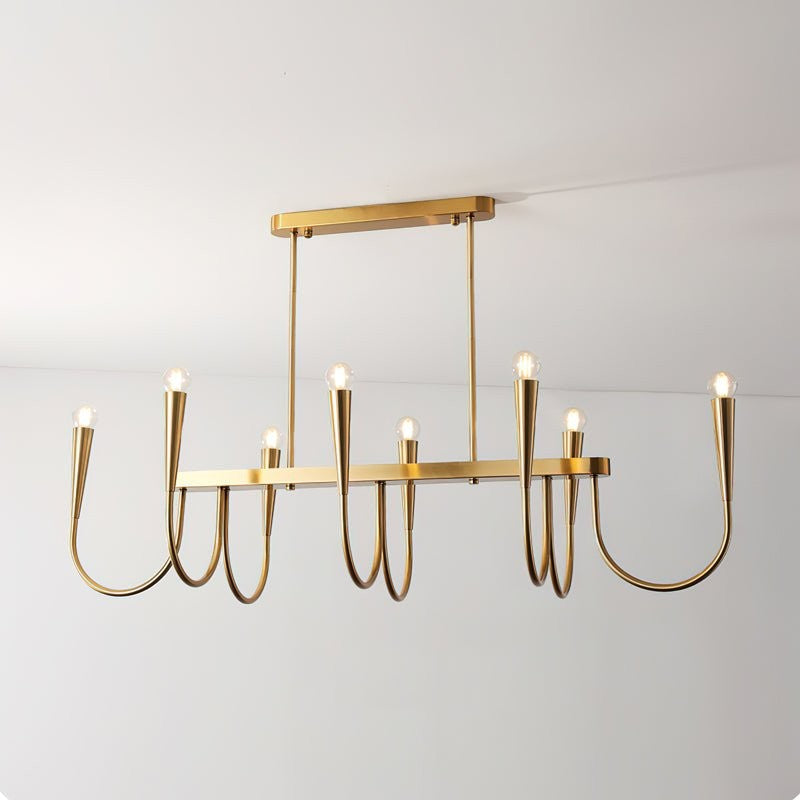 Modern Curved-Arm 8-Light Metal Ceiling Chandelier