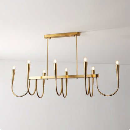 Modern Curved-Arm 8-Light Metal Ceiling Chandelier