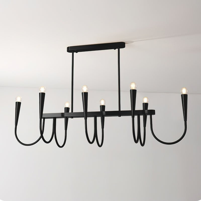 Modern Curved-Arm 8-Light Metal Ceiling Chandelier