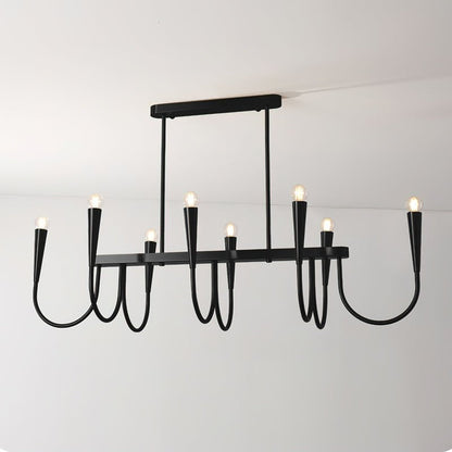 Modern Curved-Arm 8-Light Metal Ceiling Chandelier