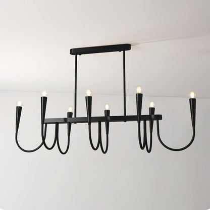 Modern Curved-Arm 8-Light Metal Ceiling Chandelier