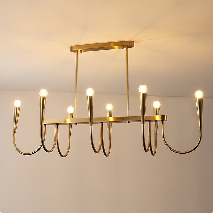 Modern Curved-Arm 8-Light Metal Ceiling Chandelier