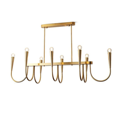 Modern Curved-Arm 8-Light Metal Ceiling Chandelier