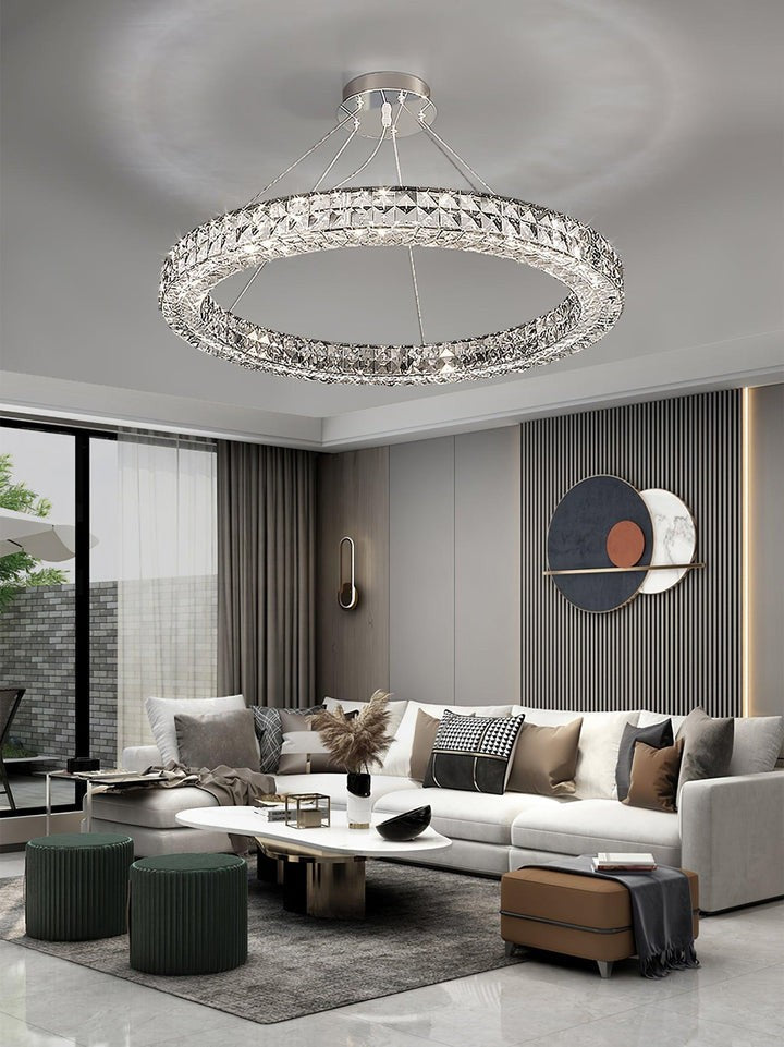 Modern Faceted Crystal LED Chandelier
