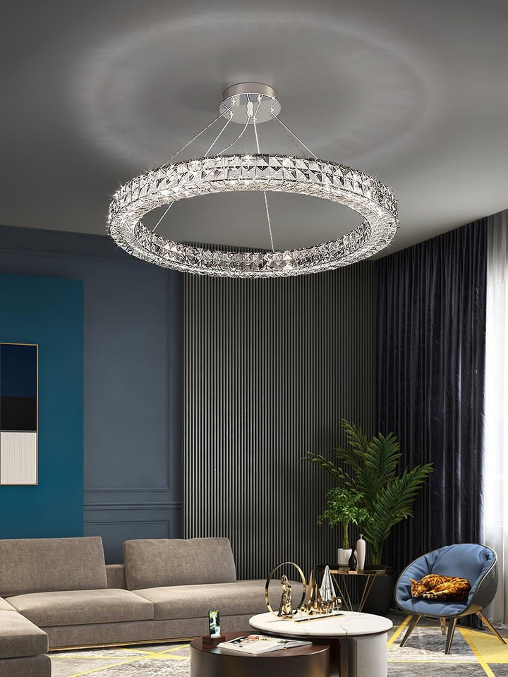 Modern Faceted Crystal LED Chandelier