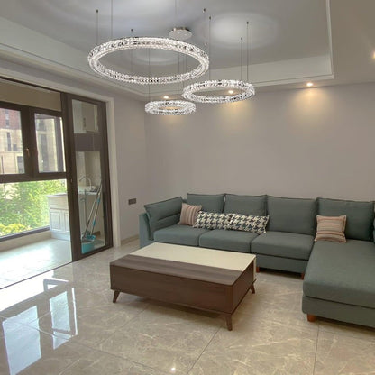 Modern Faceted Crystal LED Chandelier