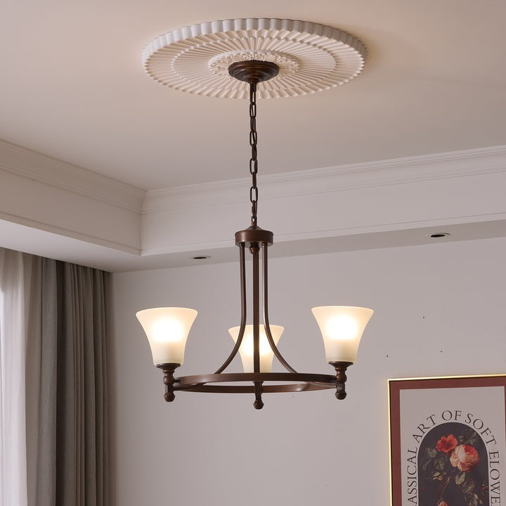 Modern Frosted Glass & Bronze Frame Chandelier – 3-8 Light Fixture