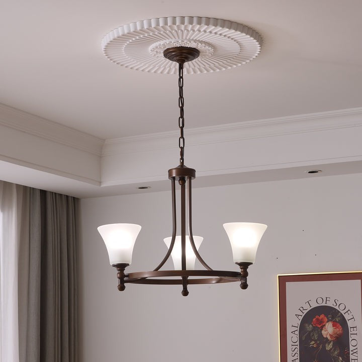 Modern Frosted Glass & Bronze Frame Chandelier – 3-8 Light Fixture