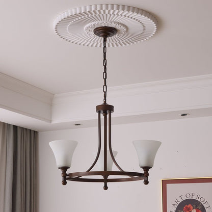Modern Frosted Glass & Bronze Frame Chandelier – 3-8 Light Fixture