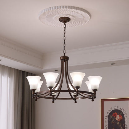 Modern Frosted Glass & Bronze Frame Chandelier – 3-8 Light Fixture