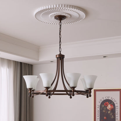 Modern Frosted Glass & Bronze Frame Chandelier – 3-8 Light Fixture