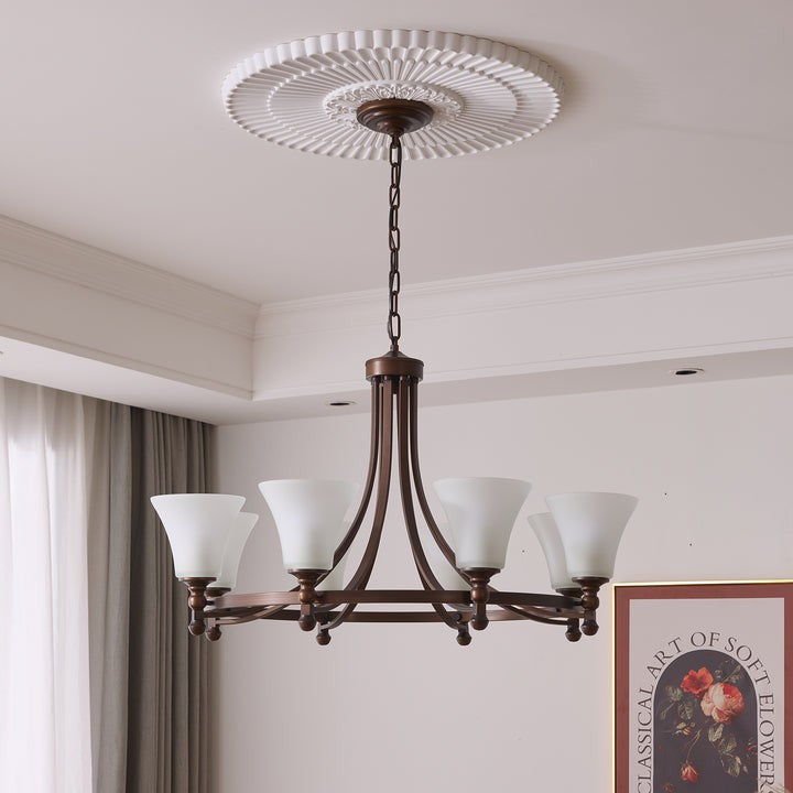 Modern Frosted Glass & Bronze Frame Chandelier – 3-8 Light Fixture