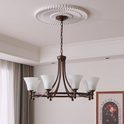 Modern Frosted Glass & Bronze Frame Chandelier – 3-8 Light Fixture