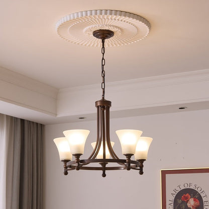 Modern Frosted Glass & Bronze Frame Chandelier – 3-8 Light Fixture