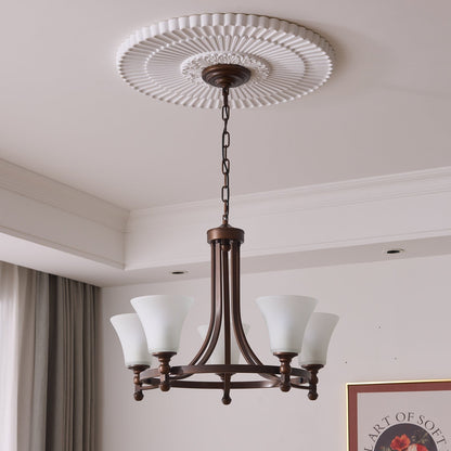 Modern Frosted Glass & Bronze Frame Chandelier – 3-8 Light Fixture