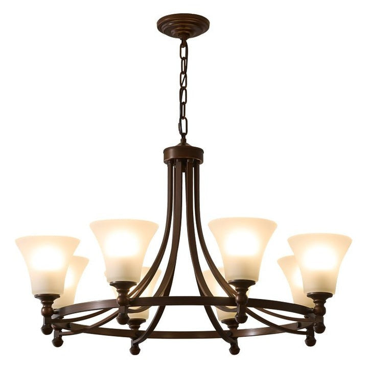 Modern Frosted Glass & Bronze Frame Chandelier – 3-8 Light Fixture