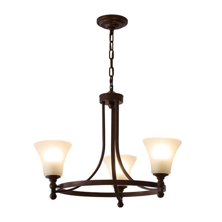 Modern Frosted Glass & Bronze Frame Chandelier – 3-8 Light Fixture