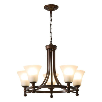 Modern Frosted Glass & Bronze Frame Chandelier – 3-8 Light Fixture