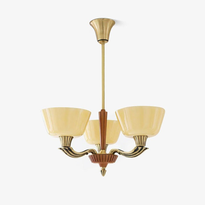 Modern Glass & Brass Hurricane-Style Ceiling Chandelier