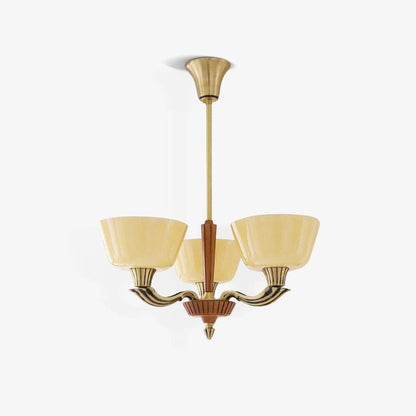 Modern Glass & Brass Hurricane-Style Ceiling Chandelier